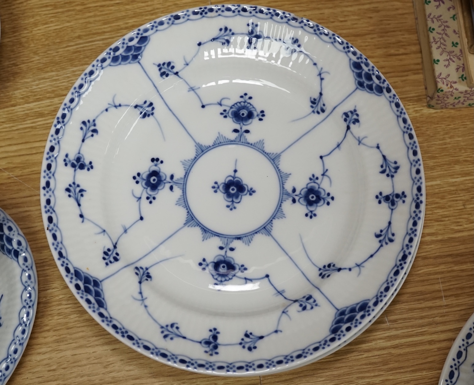 A collection of Royal Copenhagen Onion pattern blue and white dinnerware. Condition - mostly good